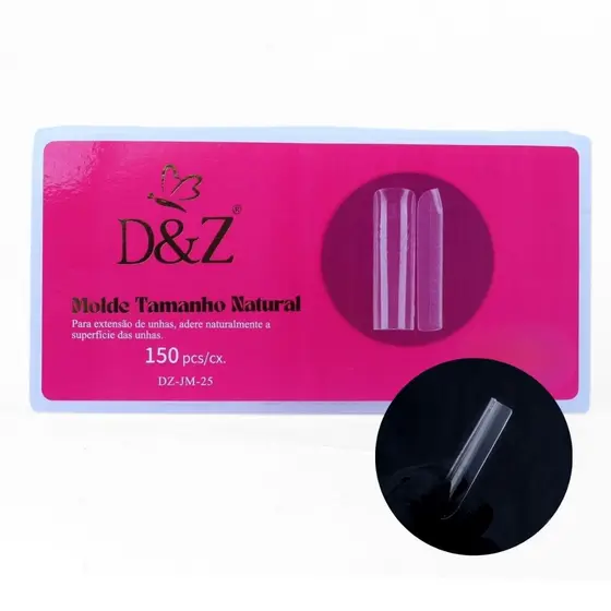 Molde F1 0mm Gringo 150pcs Formato Natural D&Z Profissional Alongamento unha gel