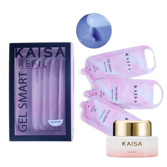 Kit 4 Refil Gel Smart KAISA 16g Gel Construtor Profissional sem Preparadores + pote vazio