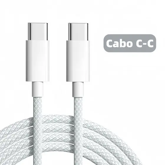 Cabo Tipo C PD 60W Original Trançado, Carregamento Rápido Compatível com iPhone 15 /16 /17