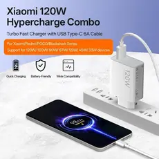 Xiaomi 120W Carregador Completo Turbo Power Cabo USB + Cabo Tipo C Rapido