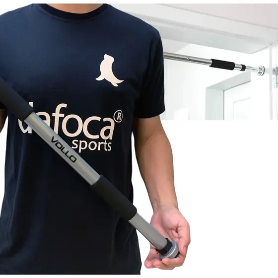 Barra De Exercícios Para Porta Fixa Por Pressão VP1039 Cinza Vollo Sports