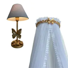 Kit Luxo Bebe Quarto Menina Dossel e Abajur Flores e Borboleta Jardim Encantado