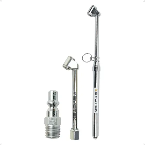 Kit Calibrador Medidor De Pressão 150 Psi Com Bico Para Encher Pneu E Pino De Engate Carro Moto Uso