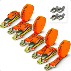 Kit 4 Cinta Catraca 4,6m 800kg Com Gancho Reforçado Para Amarrar Carga