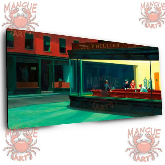 Quadro Nighthawks Edward Hopper - Arte Clássica, Impressão em Tela Canvas, Decoração Moderna, Quadro Pronto para Pen