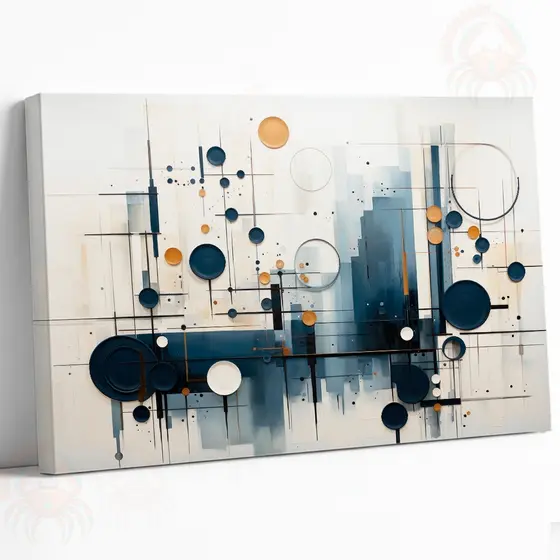 Quadro Decorativo geometrio abstrato azul, Tela Acetinada de Alta Qualidade