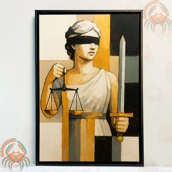 Quadro Decorativo Deusa da Justiça decoração para escritório, impressão em tela acetinada, pronto para pendurar.