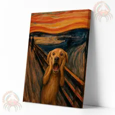 Quadro Decorativo Cachorro O Grito – Arte Moderna, Engraçada obras de arte com rosto de cachorro para Parede.