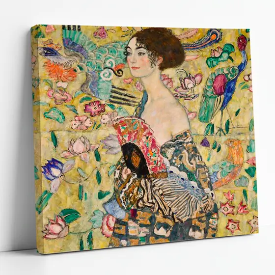 Quadro Dama com Leque Gustav Klimt – Arte Clássica Decorativa, Estilo Elegante e Sofisticado