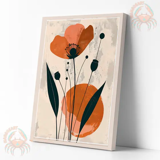 Quadro Decorativo Flor do Sol – Arte boho escandinavo em Tons Terrosos. pronto para pendurar impressao em tela acetinada