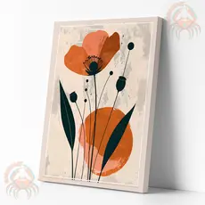 Quadro Decorativo Flor do Sol – Arte boho escandinavo em Tons Terrosos. pronto para pendurar impressao em tela acetinada