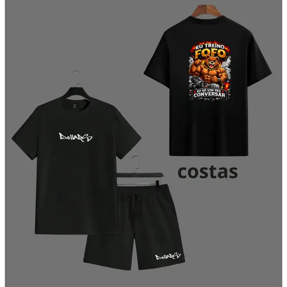 Kit Camiseta EU TREINO ACADEMIA CROSS ATIVIDADE Camisa E Bermuda Tactel Elastano Top Confortável Treino Oferta