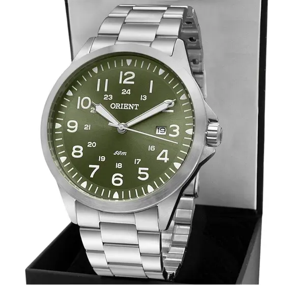 Relógio De Pulso Masculino Orient Sport Verde Original Aço Inox à Prova d'Água MBSS1380E2SX