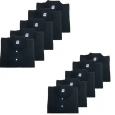 Kit 10 Camisas Gola Polo Preta Piquet Uniforme Revenda Trabalho Homem Original Manga Curta