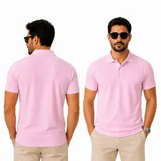 Camisa Polo Rosa Bebê Masculina Premium Piquet Lisa Sem Punho Sem Bolso Confortável Pronta Entrega
