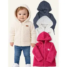 Jaqueta De Pelinho Blusa Infantil Bebê Com Capuz Outono Inverno De Zíper Fofinha Para Frio