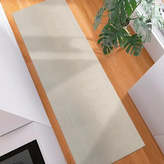 Tapete Passadeira 100% Algodão Antiderrapante 45x1,30m Cozinha Quarto Beira Cama Decoração Off White