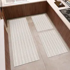 Jogo Tapetes Cozinha Corredor Kit 3 Peças Rústico Listrado Passadeira Capacho Artesanal Boho Lavável