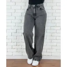 Calça Wide Leg Marmorizada Rasgada Modela Levanta Bumbum Cintura Alta Cós Alto Lycra Moda Premium