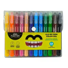 Giz de Cera COLOR GEL Retrátil - Estojo com 12 e 6 Cores - Macio, Não Tóxico e Lavável!