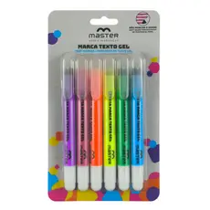 Marca Texto Gel Retrátil - Extremamente Macio - Bliste com 6 Cores