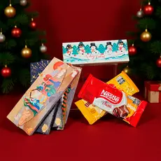 Caixa de Natal porta Tablete de chocolate de mercado. Barra chocolate industrial de Lembrancinha