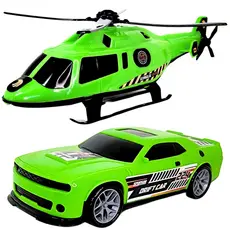KIT CARRINHO E HELICOPTERO BRINQUEDO MENINO PRESENTE DIVERSÃO
