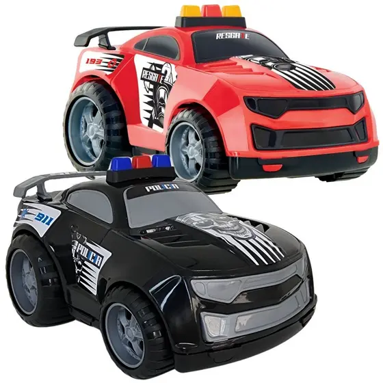 Kit 2 Carrinhos Bombeiro Polícia Brinquedos Meninos Infantil Carrinhos Carros Divertido Split Car
