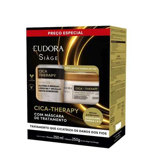 Kit Eudora Siage Cica Therapy Shampoo 250ml e Máscara 250g