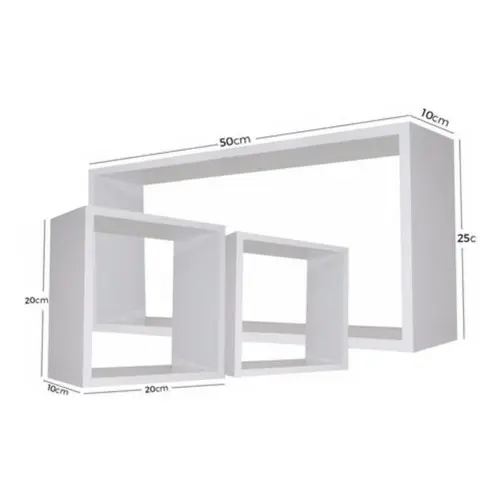 Nicho Decorativo 3 Peças - Kit Retângulo Branco Tx