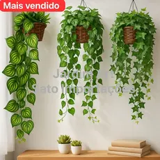1 Vaso Trançado Luxo + 1 Cordão Pendente Melancia Realista (ou Jiboia/Hera) 1C1V