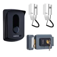 Kit Interfone Campainha Porteiro Residêncial Ipr8010 Com Extensão Audio e Fechadura