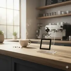 Display de QR Code em Acrílico Premium para Pix, Wi-Fi e Instagram