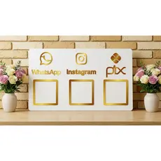 Placa qr code acrilico 3 em 1 whatsapp, instagram e pix 20cm x 11cm