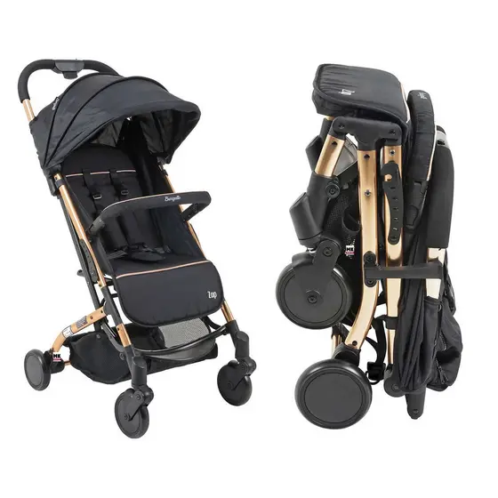 Carrinho de Bebê Burigotto Zap Preto Chassi Metal Cobre 0 a 15kg Passeio Compacto