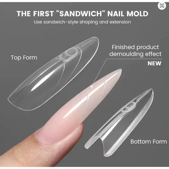 Molde f1 duplo sanduiche 240 peças almond profissional importado unha de gel acrigel dual form