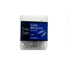 Clips Papel Caixa com 100 unidades  8x28mm Aço Inox Tamanho Médio