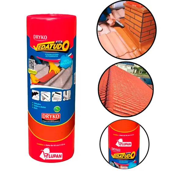 Manta Asfáltica Terracota Autoadesiva 45cm X 10m Vedatudo Dryko