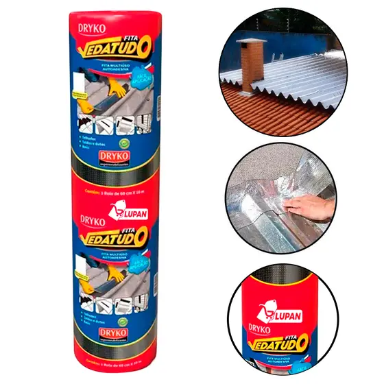 Manta Asfáltica Aluminizada Telhado Auto Adesiva 60cm X 10m Vedatudo Dryko