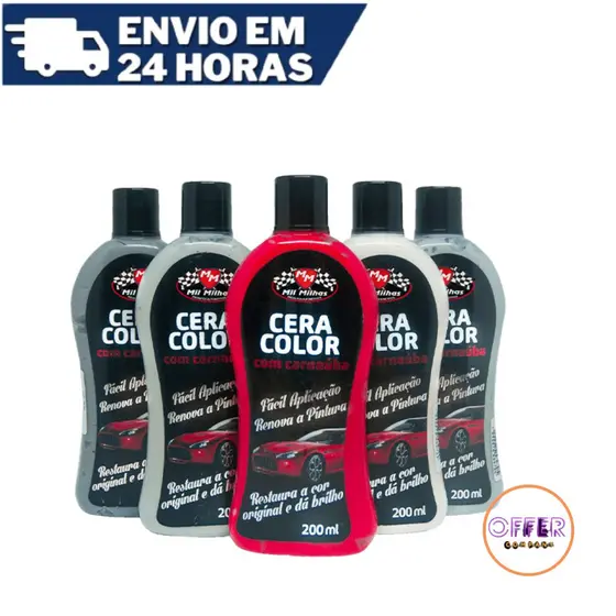 Cera Espelhamento Carnaúba Automotiva Carro Prata/Cinza/Vermelho/Preto/Branco/Grafite Mil Milhas Premium Cristalizadora