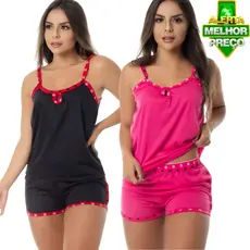 Kit 2 Short Doll Adulto Baby Dool Feminino Pijama Curto de Dormir