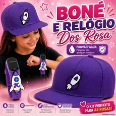 Boné e Relógio Dos Rosa Kit Infantil Emily Vick, Leozin, Void e Ketlin