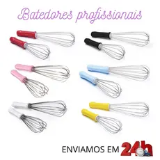 Batedeiras de bolo Fuet Fuê Profissional reforçado, Batedor  de 25 ou 30 cm confeitaria e cozinha varias cores