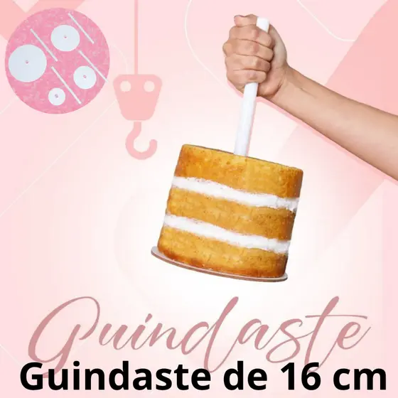 Guindaste para bolo 16cmx3mm com haste de 30cm - mas segurança para locomover seu bolo