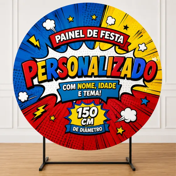 Painel Festa Redondo 1,50cm e 50cm Personalizado Infantil Evento Sua Arte que escolher Com Seu Tema Barato