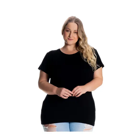 Blusa Basica Feminina Lisa Até G3 Malha Viscolycra  1121-C2
