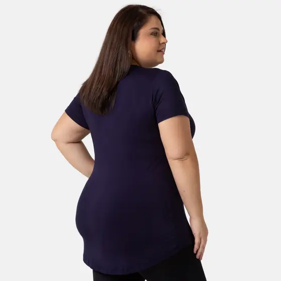Blusa Feminina Manga Curta Moda Plus Size Mullet Tampa Bumbum 1126-C4