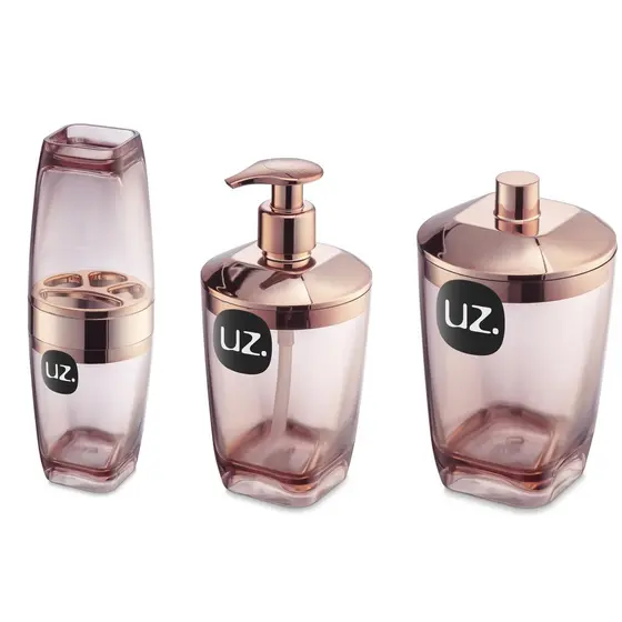 Conjunto Premium Porta Escova de Dentes Mais Porta Sabonete Liquido e Porta Algodão Em 2 Cores - UZ