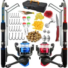 Kit De Pesca Completo Barato 2 Vara 2 Molinete 10kg Com Item