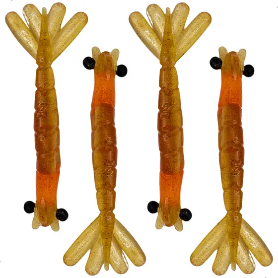 Camarão Artificial Pesca 8cm kit com 4 unidades Isca Artificial